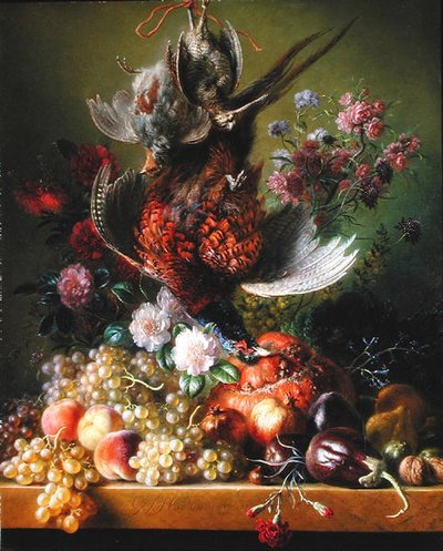 Nature morte avec faisan et fleurs, 1838-39 - Jan van Os