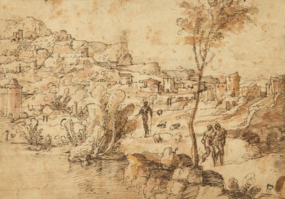 Paysage avec bergers près d