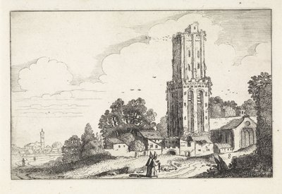 Paysage avec un clocher en ruine - Jan van de Velde (II)