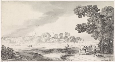 Paysage de prairie avec un homme urinant (Playsante lantschappen ende vermakelycke gesichten) - Jan van de Velde (II)