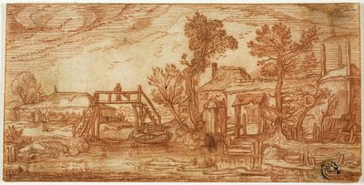 Canal avec pont et maisons - Jan van de Velde II
