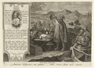Amerigo Vespucci découvrant la Croix du Sud avec un astrolabe, pub. 1600 - Jan van der Straet