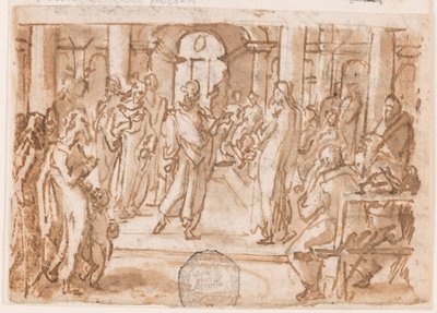 Pierre et Jean interrogés par le Haut Conseil, conception préliminaire pour "Spiritus Scientiae" (L