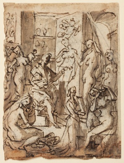 Recto : Zeuxis peignant Hélène ; Verso : Études de figures pour une illustration du huitième cercle, dixième bolgia de l