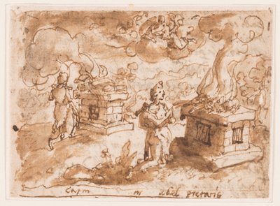 Sacrifices de Caïn et Abel, dessin préliminaire pour "Spiritus Pietatis" (L