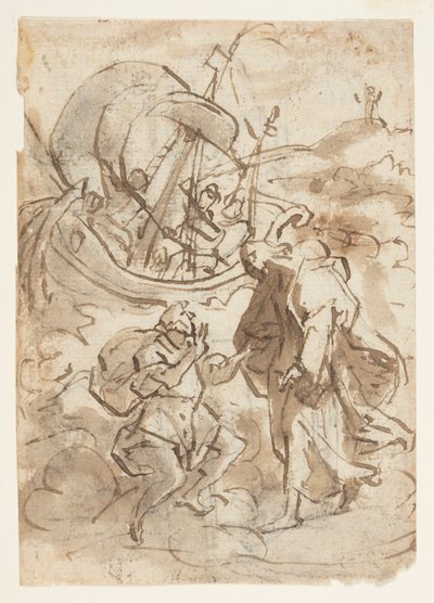 Page de carnet de croquis avec Christ marchant sur l