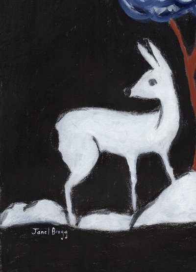 Cerf du parc de Washington, c.2017 (fusain, gesso et caséine sur papier) - Janel Bragg