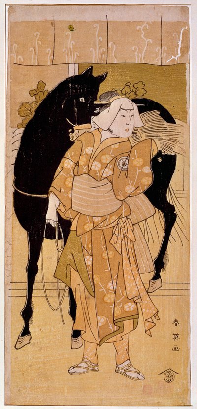 Un acteur jouant un paysan et son cheval. Estampe japonaise du XIXe siècle. Paris, Musée Guimet, Musée National des Arts Asiatiques - Japanese School