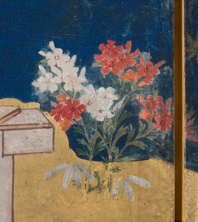(détail) Printemps au Palais, paravent à six panneaux du Conte de Genji, c.1650 - Japanese School
