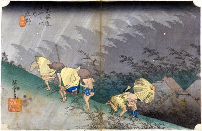 Paysage sous la pluie. Estampe japonaise. sd. 19ème siècle - Japanese School