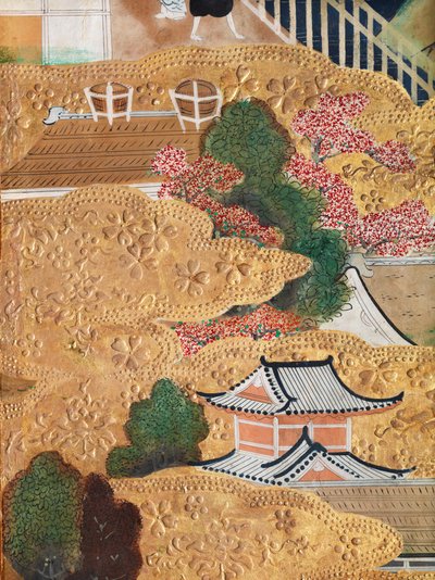 Osakazu Byobu - Paravent japonais à huit panneaux (peinture) - Japanese School