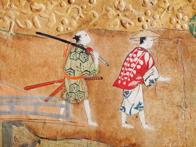 Osakazu Byobu - Paravent japonais à huit panneaux (peinture) - Japanese School