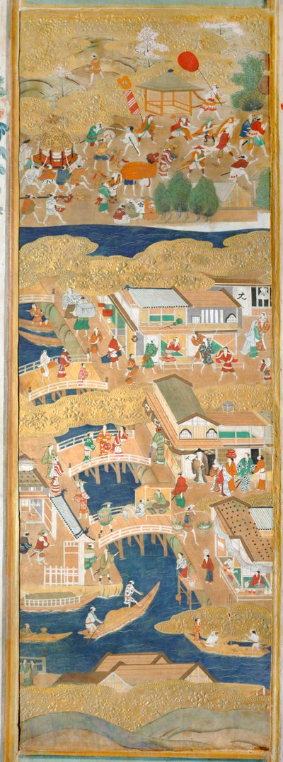 Osakazu Byobu - Paravent japonais à huit panneaux (peinture) - Japanese School