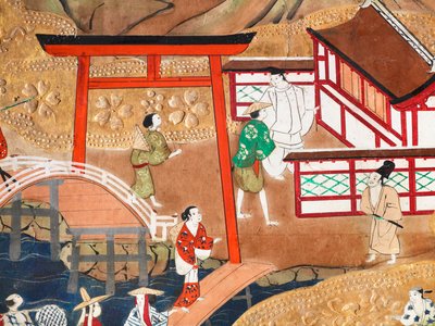 Osakazu Byobu - Paravent japonais à huit panneaux (peinture) - Japanese School