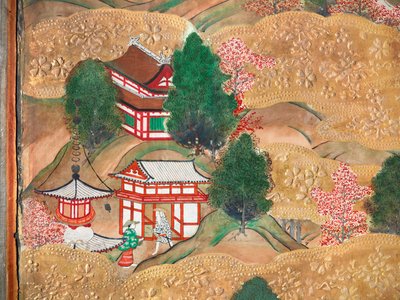 Osakazu Byobu - Paravent japonais à huit panneaux (peinture) - Japanese School
