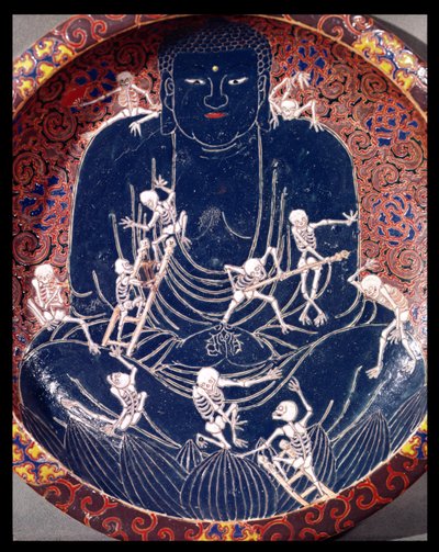 Assiette représentant Bouddha avec dix squelettes (détail) - Japanese School