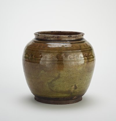 Pot en grès de Seto avec décor estampé - Japanese School