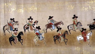Sixième ambassade coréenne au Japon en Meireki 1 lors de la succession de Tokugawa Ietsuna en 1651, peut-être par Kano Masunobu - Japanese School