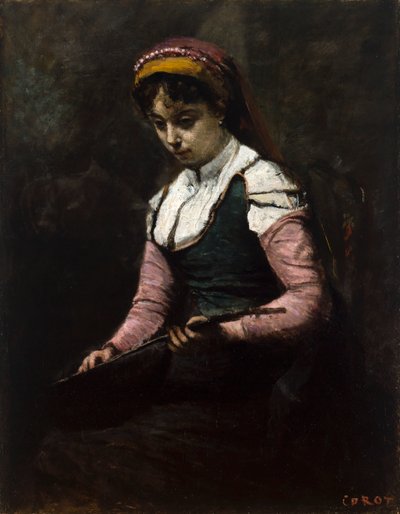 Fille avec mandoline - Jean-Baptiste-Camille Corot