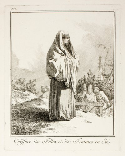 Coiffure pour filles et femmes en été, planche trois de Divers Habillements des Peuples du Nord - Jean-Baptiste Le Prince