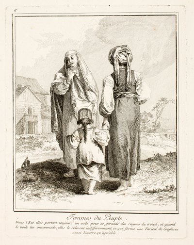 Femmes du Peuple, planche six de Divers Habillements des Peuples du Nord - Jean-Baptiste Le Prince
