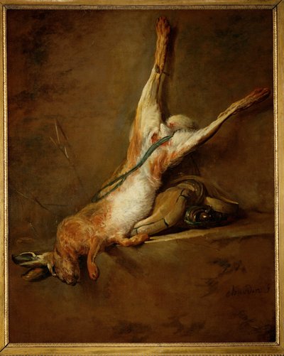 Lievre mort avec poire a poudre et gibecier ... - Jean-Baptiste Simeon Chardin