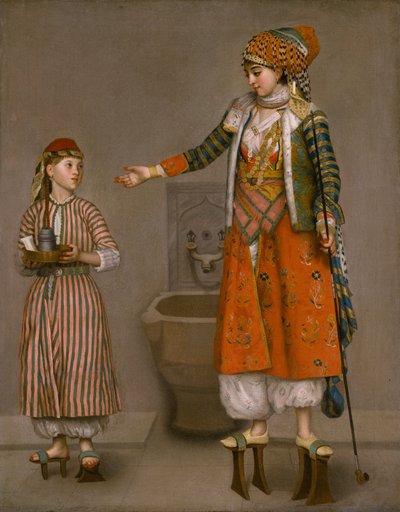 Une dame en costume turc et son serviteur - Jean-Étienne Liotard