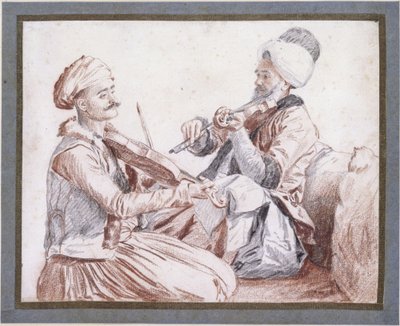 Deux musiciens turcs jouant du violon - Jean-Étienne Liotard