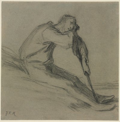 Paysanne assise se reposant sur une houe - Jean-Francois Millet