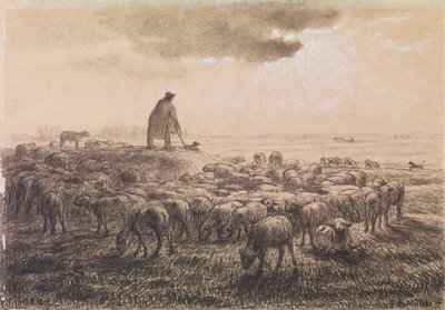 Moutons et berger - Jean-Francois Millet