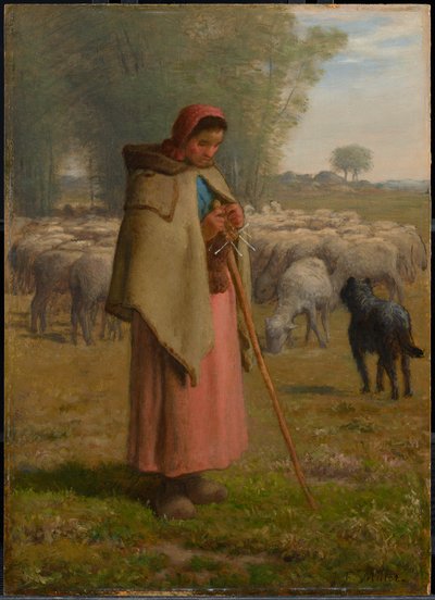 Jeune fille gardant ses moutons - Jean-Francois Millet
