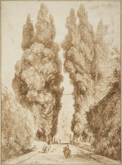 Avenue de cyprès à la Villa d
