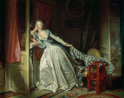 Le baiser a la derobee (oil on canvas) - Jean-Honore Fragonard