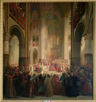 États généraux de Paris se réunissant à Notre-Dame après la mort de Charles IV (1295-1328) - Jean Alaux
