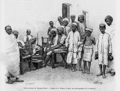 Café au bazar de Steamer Point, Aden, Yémen. Gravure pour illustrer l