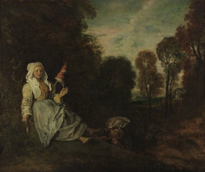Paysage du soir avec la vrille - Jean Antoine Watteau