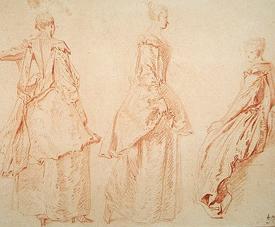 Trois femmes, une assise à droite - Jean Antoine Watteau