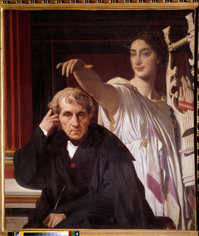 Portrait du compositeur italien Luigi Cherubini (1760 - 1842), avec la Muse de la poésie lyrique - Jean Auguste Dominique Ingres
