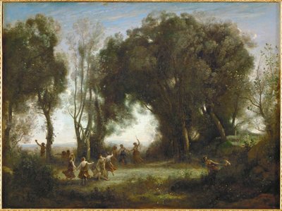 Un matin, danse des nymphes (huile sur toile) - Jean Baptiste Camille Corot
