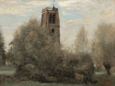 Crécy-en-Brie, clocher du village (Clocher de Saint Georges) - Jean Baptiste Camille Corot