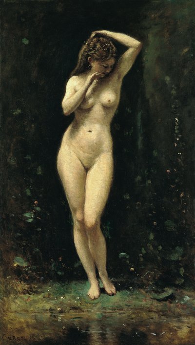 Français :  Le Bain de Diane (La Fontaine) Diana Bathing (The Fountain) - Jean-Baptiste-Camille Corot