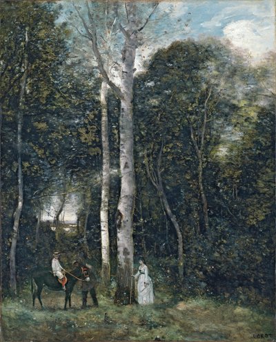 French: Le départ pour la promenade des lions, à Port-Marly The Parc des Lions at Port-Marly - Jean-Baptiste-Camille Corot