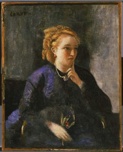 Français :  Portrait de femme Portrait of a Woman - Jean-Baptiste-Camille Corot