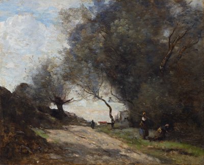 La cueillette au bord du chemin - Jean-Baptiste-Camille Corot