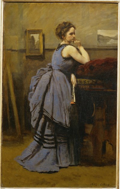 La dame en bleu - Lady in blue ... - Jean-Baptiste-Camille Corot