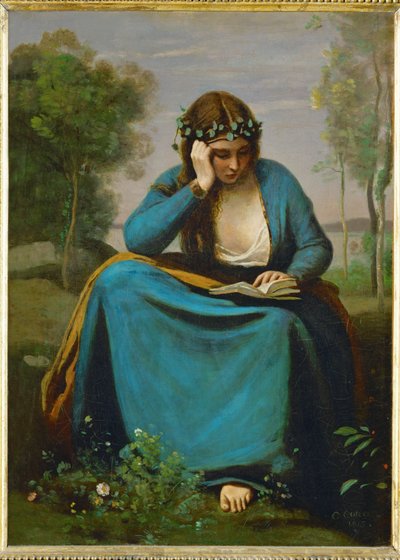 Liseuse couronee des Fleurs or La Muse de Virgil … - Jean-Baptiste-Camille Corot