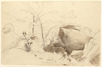 Plume et encre brune, pinceau et lavis brun sur crayon sur papier - Jean-Baptiste-Camille Corot