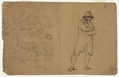 Deux esquisses : Homme debout aux bras repliés et Groupe de figures - Jean Baptiste Carpeaux
