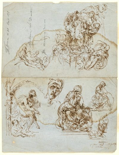 Lettre inachevée avec des études pour le groupe Ugolino - Jean Baptiste Carpeaux