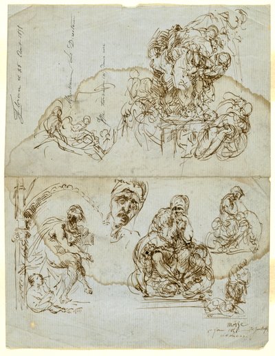 Lettre inachevée avec études pour le groupe Ugolino - Jean Baptiste Carpeaux